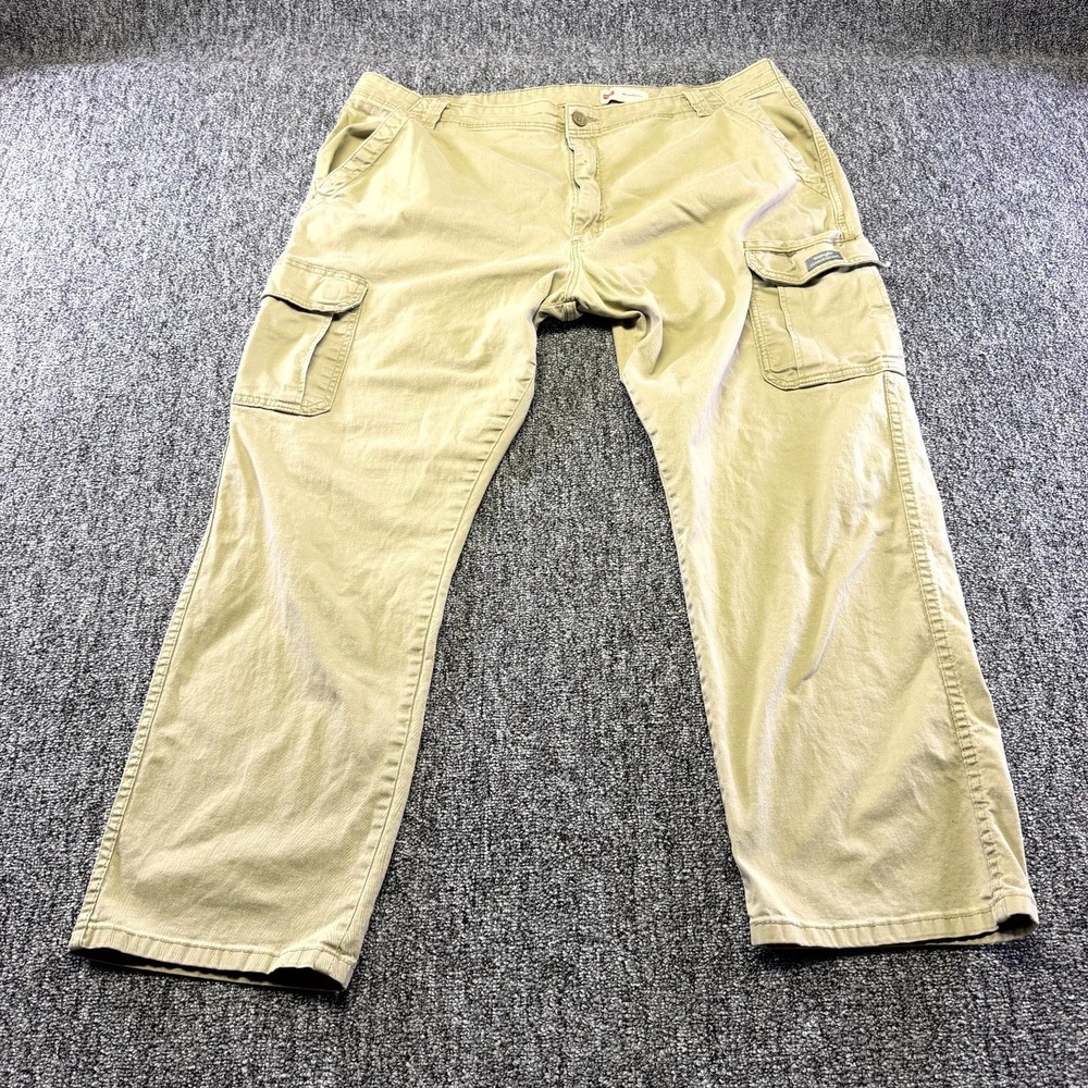 Wrangler Cargo Pants Mens 42x30 Khaki Cotton Stretch Relaxed Fit Straight Leg